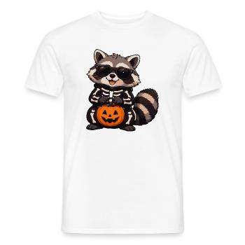 Skelett-Raccoon mit Kürbis - Männer T-Shirt - Weiß - Vorne - AI Model Male 178 dark (178cm)