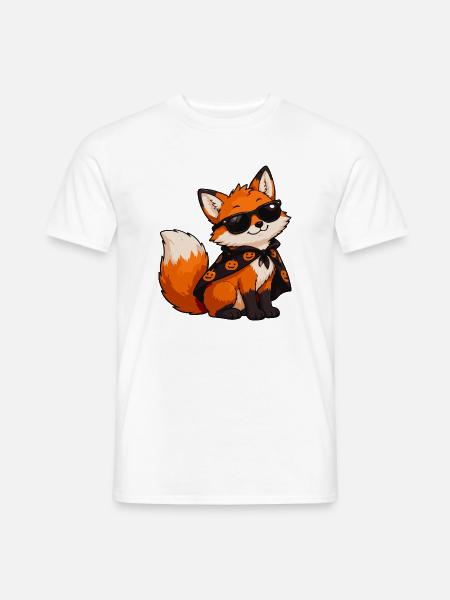 Fuchs mit Sonnenbrille und Kürbiscape - Männer T-Shirt - Weiß