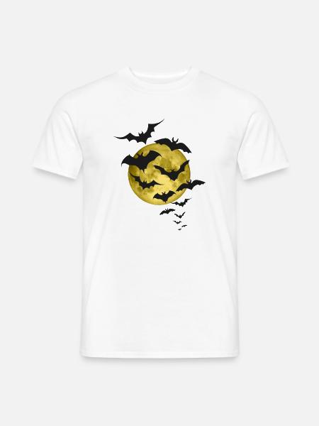 Fledermäuse und Gelber Mond - Männer T-Shirt - Weiß