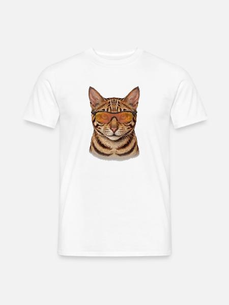 Bengalkatze mit Sonnenbrille lässig - Männer T-Shirt - Weiß