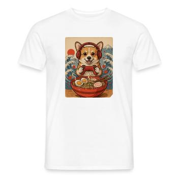 Corgi Gamer mit Controller und Nudelsuppe - Männer T-Shirt - Weiß - Vorne - AI Model Male 178 dark (178cm)