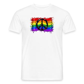 Regenbogen Friedenssymbol - Männer T-Shirt - Weiß - Vorne - AI Model Male 178 dark (178cm)