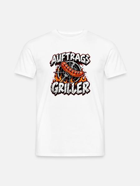 Auftragsgriller Feuer Wurst Action - Männer T-Shirt - Weiß