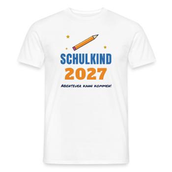 Schulkind 2027 – Einschulung Abenteuer kann kommen - Männer T-Shirt - Weiß - Vorne - AI Model Male 178 dark (178cm)