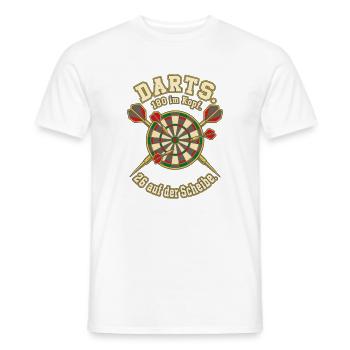 Darts 180 im Kopf 26 auf Scheibe - Männer T-Shirt - Weiß - Vorne - AI Model Male 178 dark (178cm)