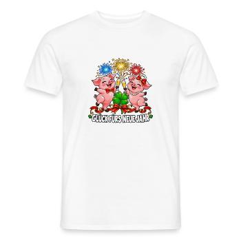 Glück fürs neue Jahr – Süße Glücksschweinchen - Männer T-Shirt - Weiß - Vorne - AI Model Male 178 dark (178cm)