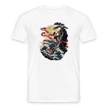 Klettern zwischen Wellen – Japan-inspiriert - Männer T-Shirt - Weiß - Vorne - AI Model Male 178 dark (178cm)