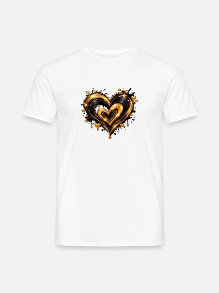 Goldenes Glitzerherz Motiv - Männer T-Shirt - Weiß