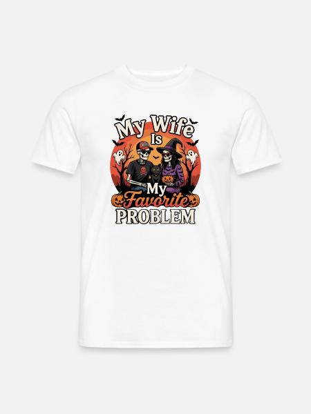 Paar-Skelett-Halloween-Hochzeitshumor - Männer T-Shirt - Weiß