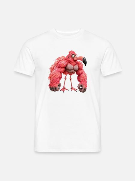 Muscular Flamingo – Verrückter Gorilla und Humor - Männer T-Shirt - Weiß