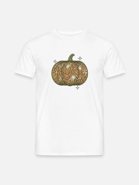 Kürbis als Diskokugel - Männer T-Shirt - Weiß