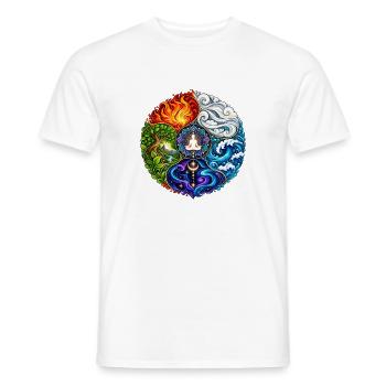 Yoga Meditation Mandala mit den 5 Elementen - Männer T-Shirt - Weiß - Vorne - AI Model Male 178 dark (178cm)