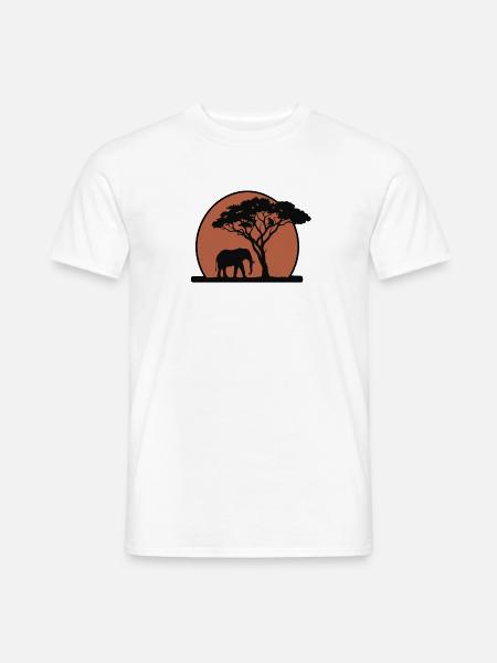 Afrika Elefant Sonnenuntergang - Männer T-Shirt - Weiß