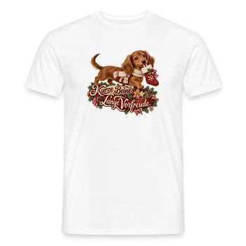 Dackel Langhaar Kurze Beine, Lange Vorfreude - Männer T-Shirt - Weiß - Vorne - AI Model Male 178 dark (178cm)