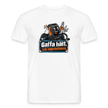 Gaffa hält. Ich improvisiere. - Männer T-Shirt - Weiß - Vorne - AI Model Male 178 dark (178cm)