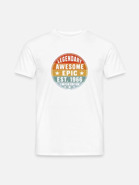 1966 Vintage Retro Sunset Badge Geburtsjahr Shirt - Männer T-Shirt - Weiß