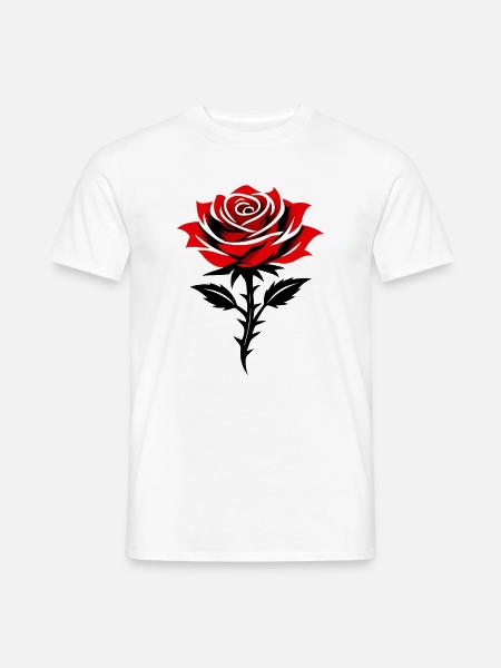 Rote Rose in Schwarzweiß-Kontrast - Männer T-Shirt - Weiß