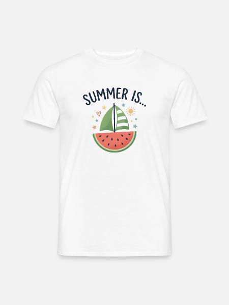 Summer Is Watermelon Segelboot Sommer - Männer T-Shirt - Weiß