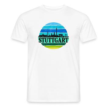 Stuttgart - Skyline - Sonnenuntergang - Retro - Männer T-Shirt - Weiß - Vorne - AI Model Male 178 dark (178cm)