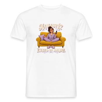 Namaste? Bleib auf dem Sofa. - Männer T-Shirt - Weiß - Vorne - AI Model Male 178 dark (178cm)