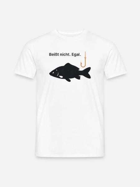 Beißt nicht. Egal. - Angler Geschenk Angeln - Männer T-Shirt - Weiß