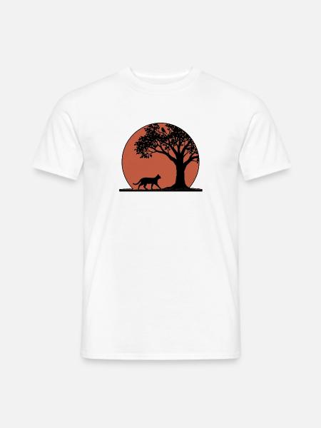 Katze Herbst Sonnenuntergang - Männer T-Shirt - Weiß