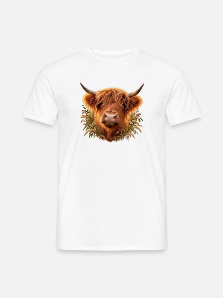 Highland Cattle Portrait - Männer T-Shirt - Weiß