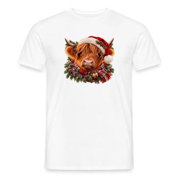Highland Kuh in Weihnachtsstimmung - Männer T-Shirt - Weiß - Vorne - AI Model Male 178 dark (178cm)