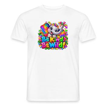 Be_Kind-_Be_Wild-_Elephant_Sticker - Männer T-Shirt - Weiß - Vorne - AI Model Male 178 dark (178cm)
