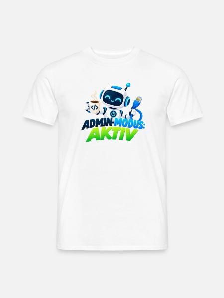Admin-Modus Aktiv: Roboter mit Kaffee - Männer T-Shirt - Weiß