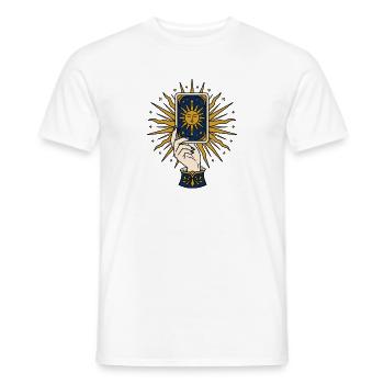 Hand mit Tarotkarte & Sonne Symbol T-Shirt Design - Männer T-Shirt - Weiß - Vorne - AI Model Male 178 dark (178cm)