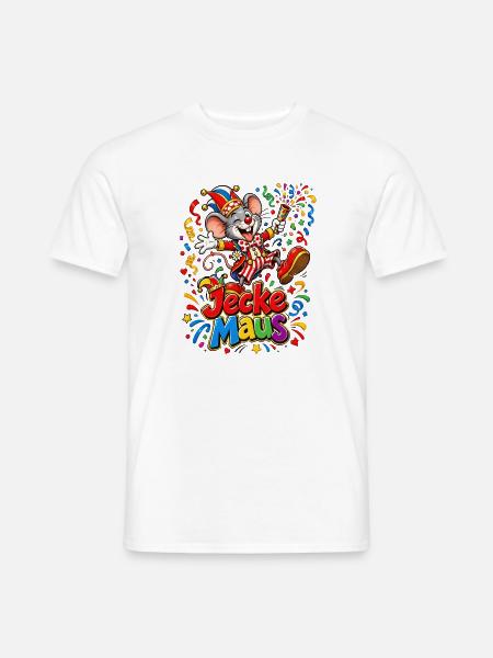 Jecke Maus im Clownkostüm - Männer T-Shirt - Weiß