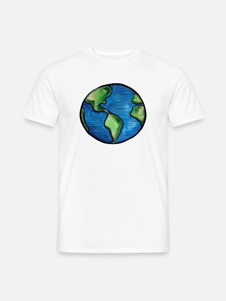Aquarell Erdkugel-Illustration - Männer T-Shirt - Weiß