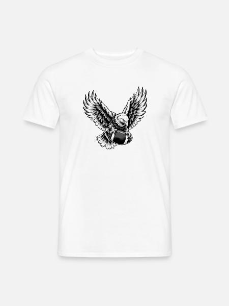 Adler mit American Football - Männer T-Shirt - Weiß