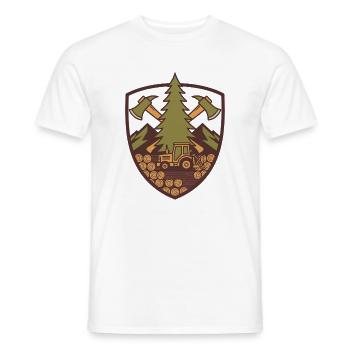 Forst Wappen Tanne Axt – personalisierbar - Männer T-Shirt - Weiß - Vorne - AI Model Male 178 dark (178cm)