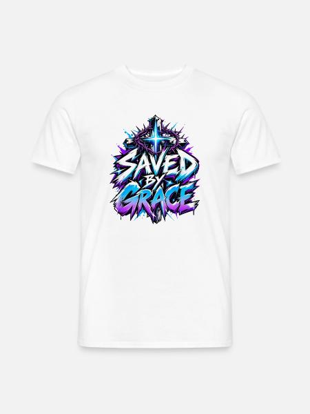 Saved by Grace Neon-Graffiti - Männer T-Shirt - Weiß