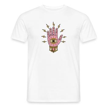 Mystische Hand mit Auge & Blitzen T-Shirt Design - Männer T-Shirt - Weiß - Vorne - AI Model Male 178 dark (178cm)