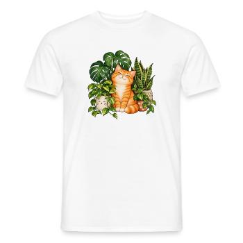 Sonnenbeschienene Katze im Grün - Männer T-Shirt - Weiß - Vorne - AI Model Male 178 dark (178cm)