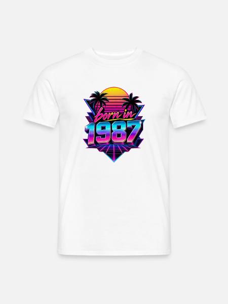 Geboren 1987 Neon Retro Optik - Männer T-Shirt - Weiß