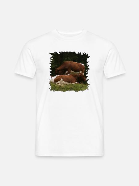 Pinzgauer Rindvieh auf der Weide - Männer T-Shirt - Weiß