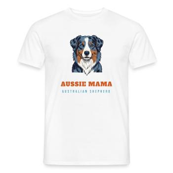 Aussie Mama – Australian Shepherd Hundemama - Männer T-Shirt - Weiß - Vorne - AI Model Male 178 dark (178cm)
