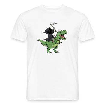 Sensenmann auf T-Rex  - Männer T-Shirt - Weiß - Vorne - AI Model Male 178 dark (178cm)