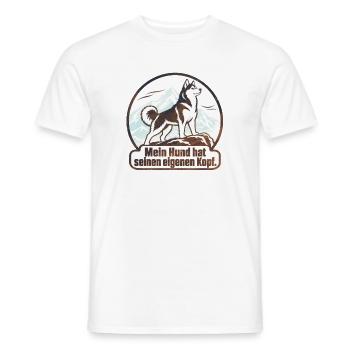 Husky - Mein Hund hat seinen eigenen Kopf. - Männer T-Shirt - Weiß - Vorne - AI Model Male 178 dark (178cm)