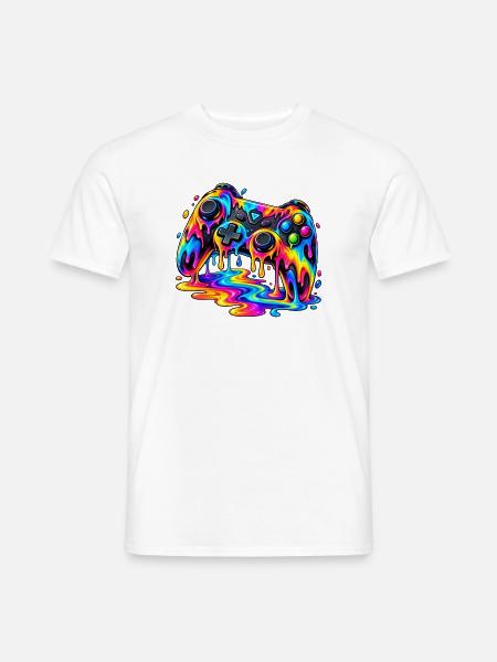 Schmelzender Neon-Controller – Gaming Design - Männer T-Shirt - Weiß