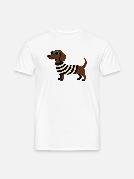 Dackel mit Sonnenbrille - Männer T-Shirt - Weiß