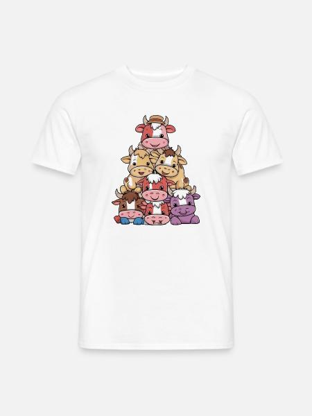 Pyramide der niedlichen Kühe Cartoon - Männer T-Shirt - Weiß