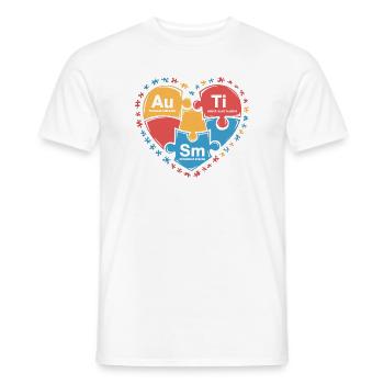 Herzpuzzle Au Ti Sm Autismus-Bewusstsein - Männer T-Shirt - Weiß - Vorne - AI Model Male 178 dark (178cm)