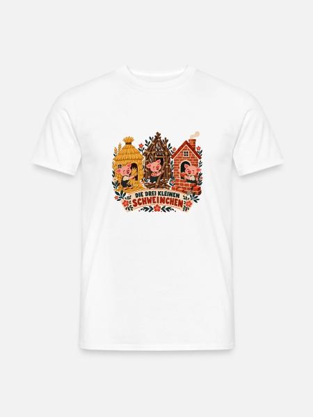 Drei Schweinchen Märchenhaus - Männer T-Shirt - Weiß