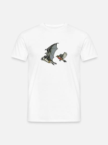 Retro Fledermaus und Vogel Duo - Männer T-Shirt - Weiß