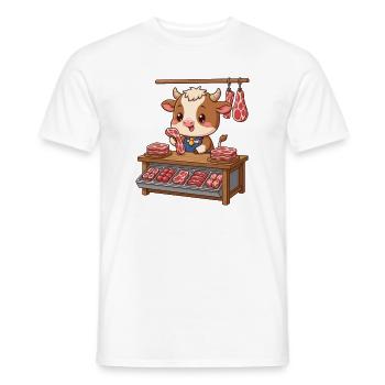 Kuh Design Fleischer Chibi Metzger Kuh - Männer T-Shirt - Weiß - Vorne - AI Model Male 178 dark (178cm)